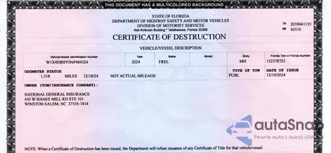 2022 Mercedes-Benz Sprinter 2500 z USA, uszkodzony, nr VIN W1X4EBHY0NP484324